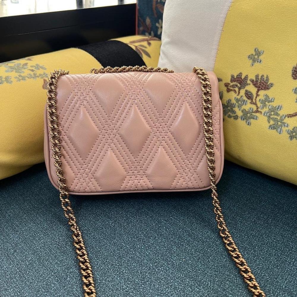 Italian-Inspired Stylish Gold Quilted Leather Shoulder Bag
