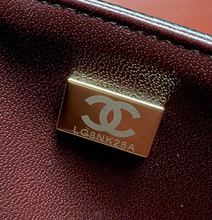 Gold Leather Top Handle Bag
