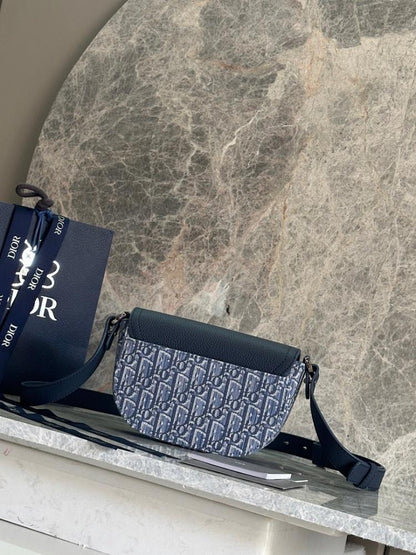 Saddle Blue Printed Leather Shoulder Bag