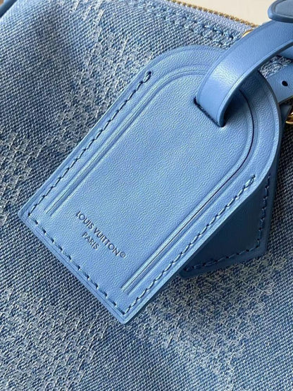 Modern Refined Denim Top Handle Bag