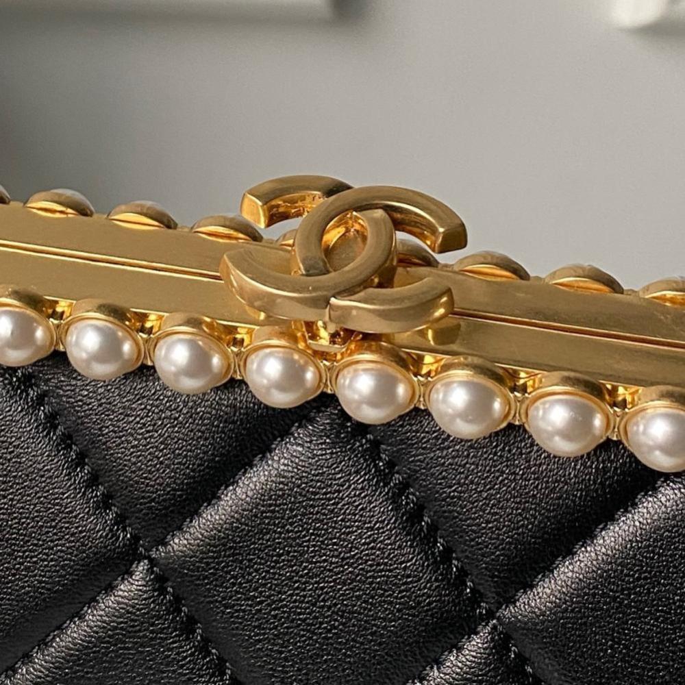 Gold Studded Leather Top Handle Bag