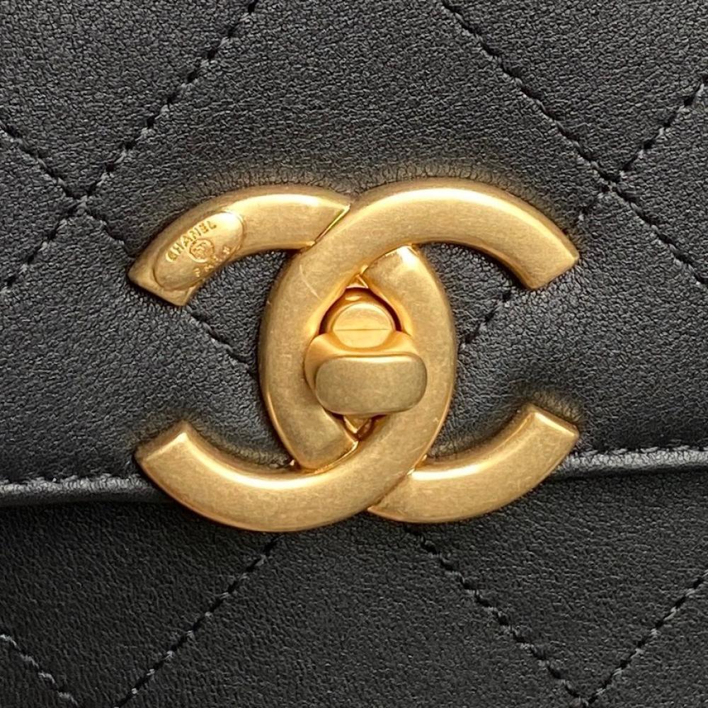 Gold Calfskin Top Handle Bag