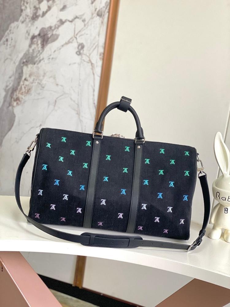 Keepall Embroidered Denim Travel Bag