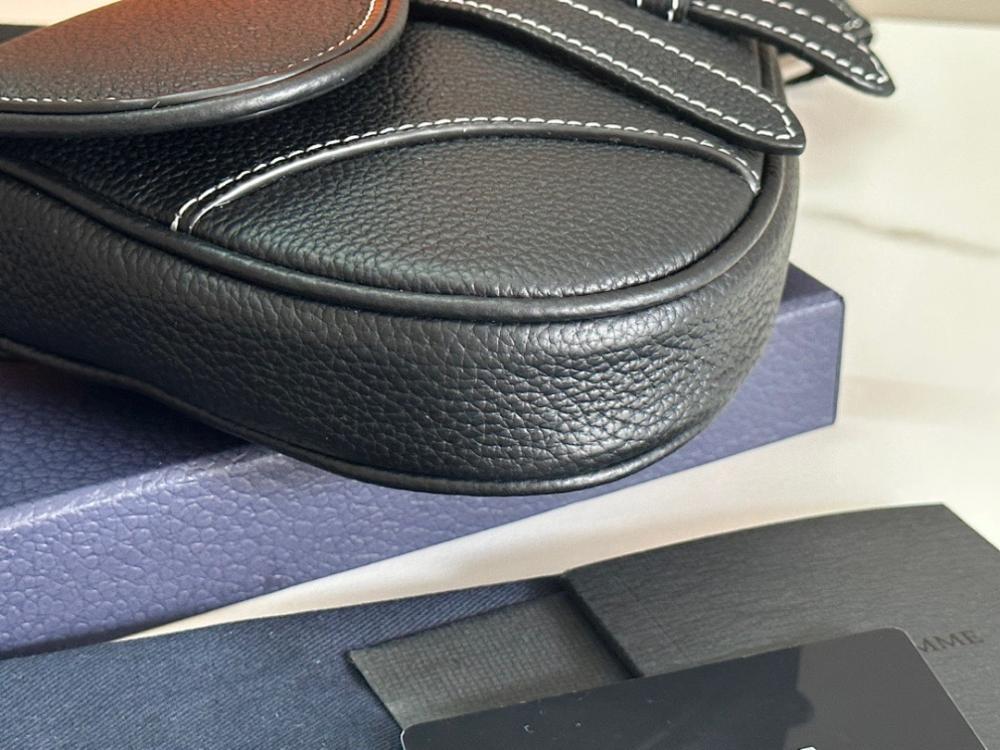 Elegant Refined Black Calfskin Shoulder Bag