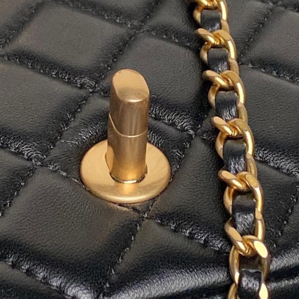 Gold Leather Top Handle Bag