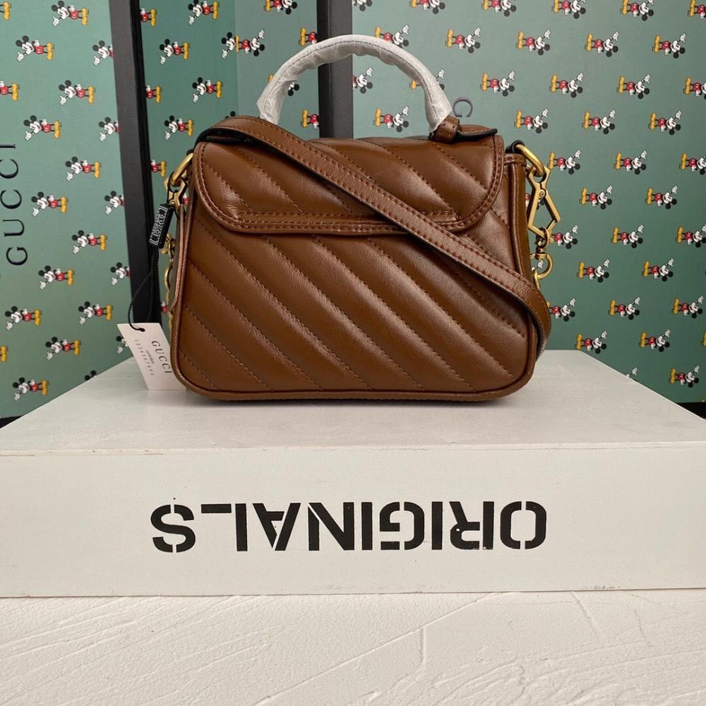 Alma Brown Quilted Leather Top Handle Bag