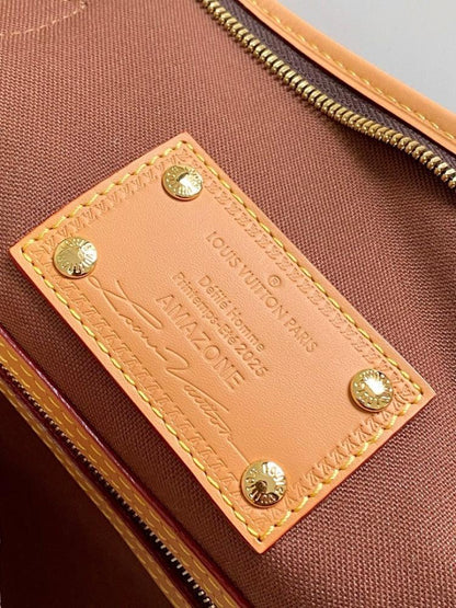 Modern Italian-Inspired Monogram Leather Top Handle Bag