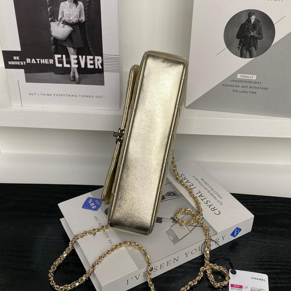 Gold Leather Top Handle Bag