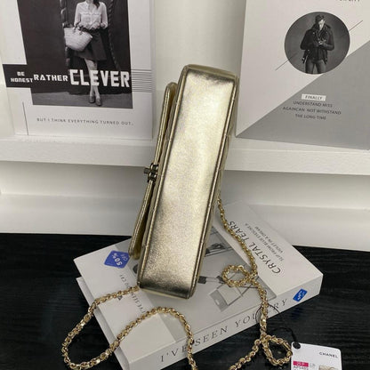 Gold Leather Top Handle Bag