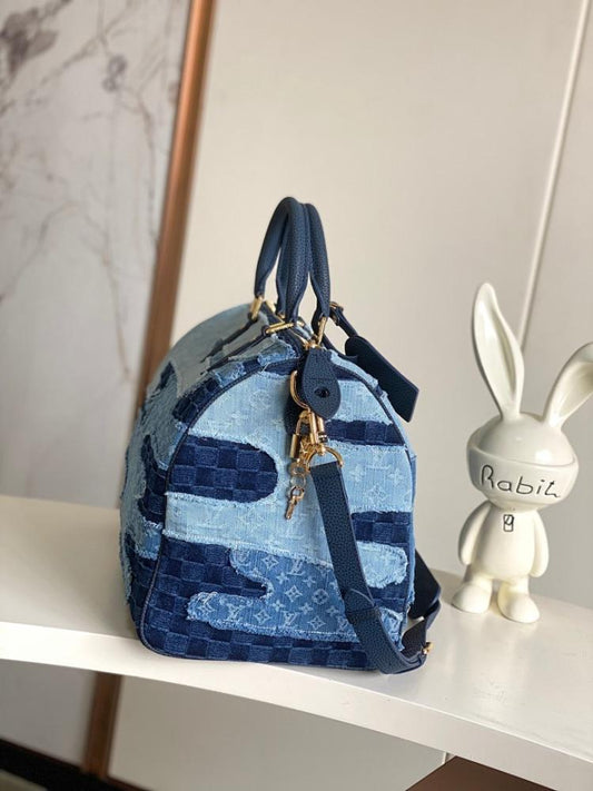 Speedy Gold Patchwork Leather Shoulder Bag