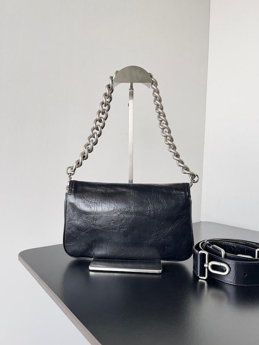 Modern Black Leather Shoulder Bag