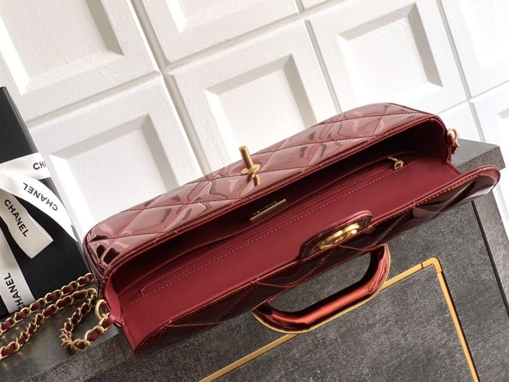 Gold Leather Top Handle Bag