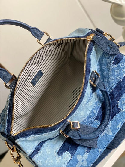 Speedy Gold Patchwork Leather Shoulder Bag