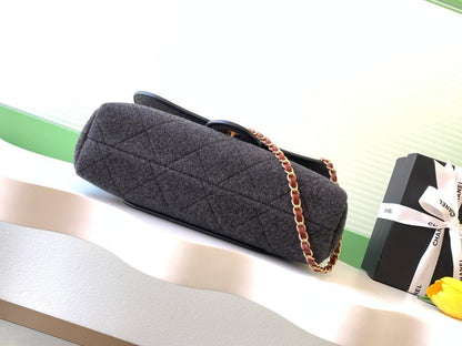 Gold Leather Top Handle Bag