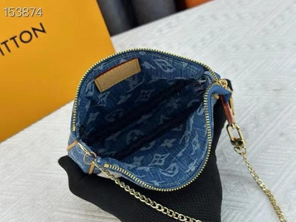 Italian-Inspired Luxury Denim Top Handle Bag