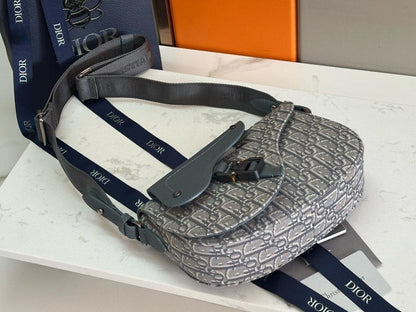 Saddle Black Printed Calfskin Shoulder Bag