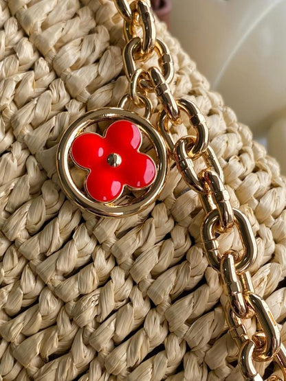 Twist Raffia Shoulder Bag