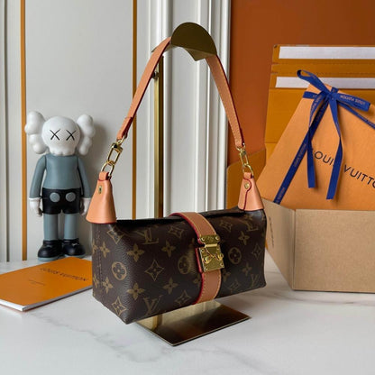 Italian-Inspired Stylish Monogram Leather Shoulder Bag