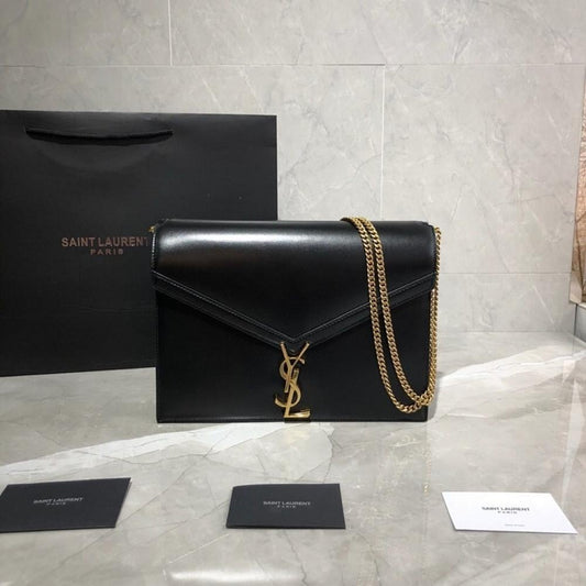 Modern Elegant Black Calfskin Top Handle Bag