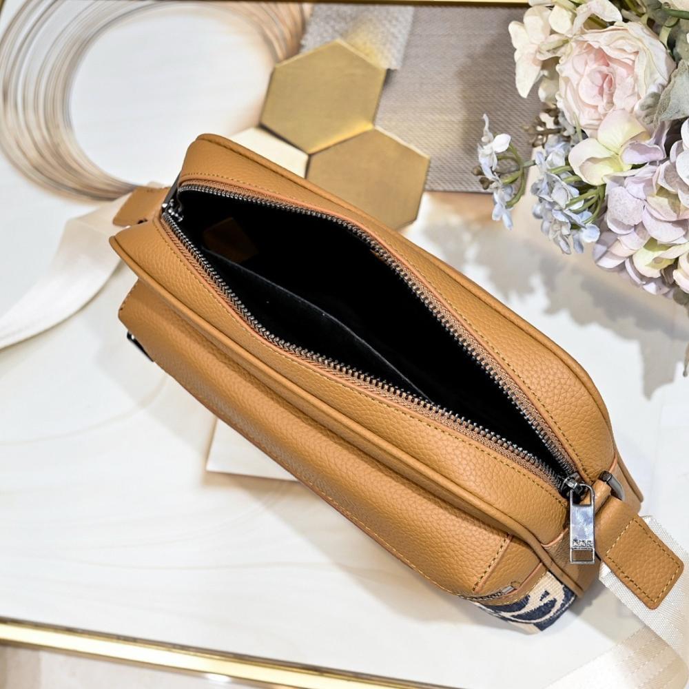 Modern Refined Black Monogram Leather Crossbody Bag