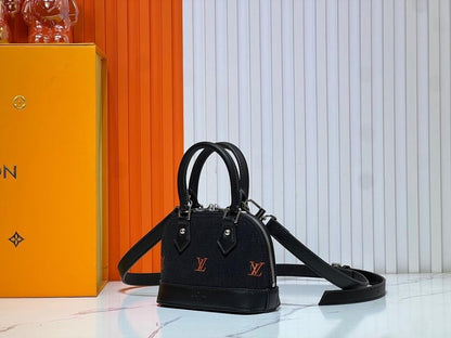 Italian-Inspired Luxury Black Embroidered Denim Shoulder Bag