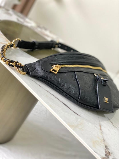 Modern Elegant Gold Monogram Leather Shoulder Bag