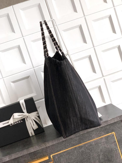 Embroidered Denim Tote Bag