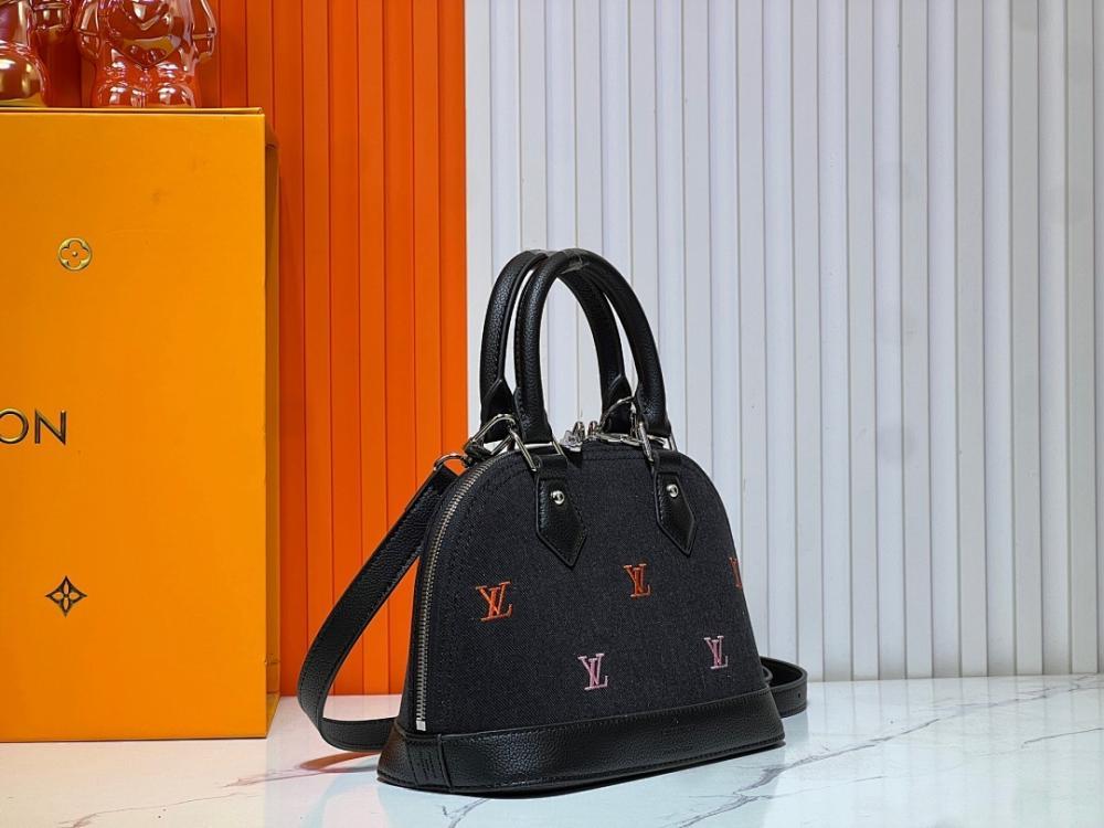 Modern Premium Black Embroidered Denim Shoulder Bag