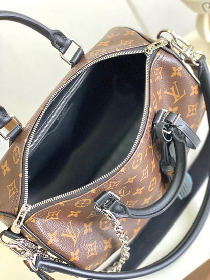 Elegant Premium Black Monogram Leather Shoulder Bag