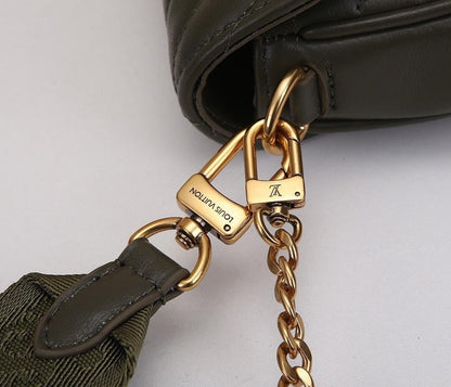 Modern Luxury Gold Embroidered Calfskin Shoulder Bag