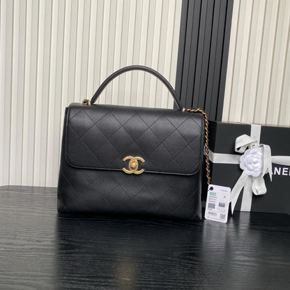 Gold Calfskin Top Handle Bag