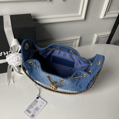 Gold Denim Hobo Bag