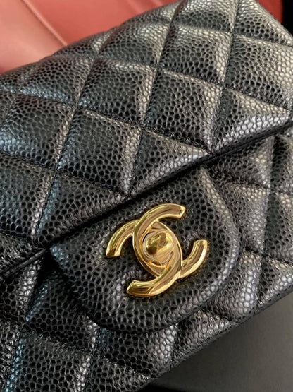 Classic Gold Leather Top Handle Bag