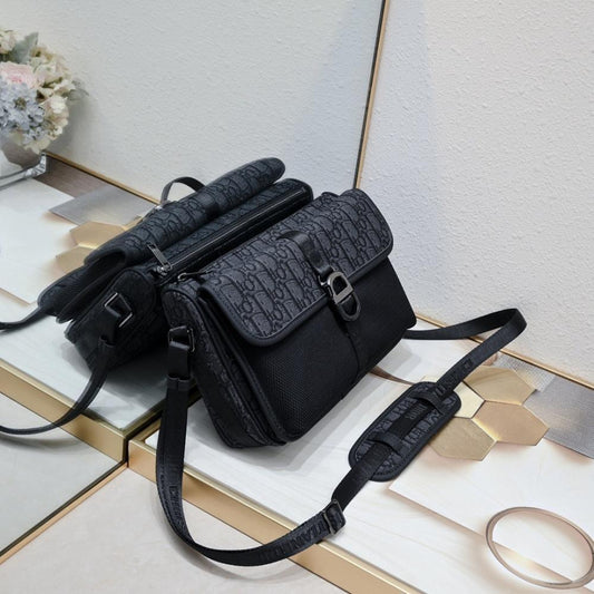 Modern Refined Black Printed Crossbody Bag