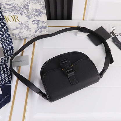 Elegant Stylish Black Printed Calfskin Shoulder Bag