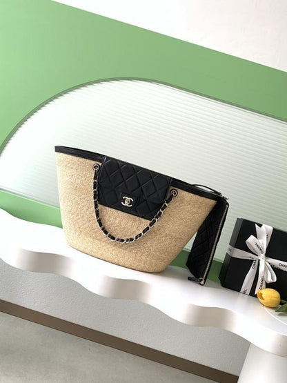 Woven Leather Top Handle Bag