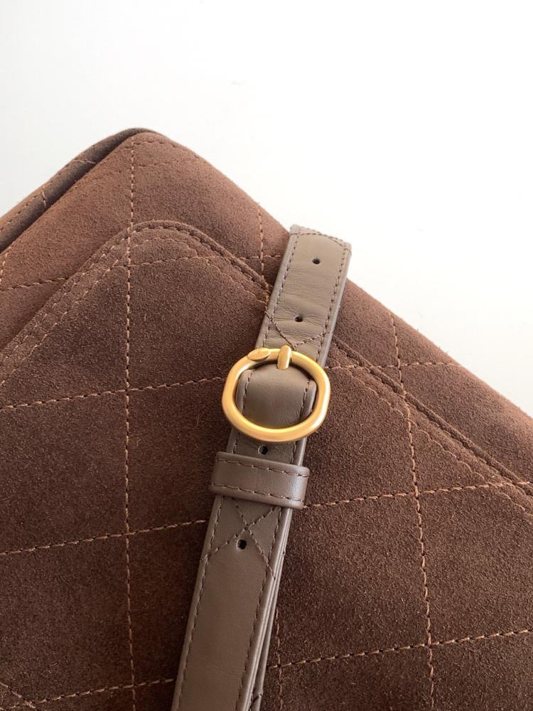 Gold Suede Shoulder Bag
