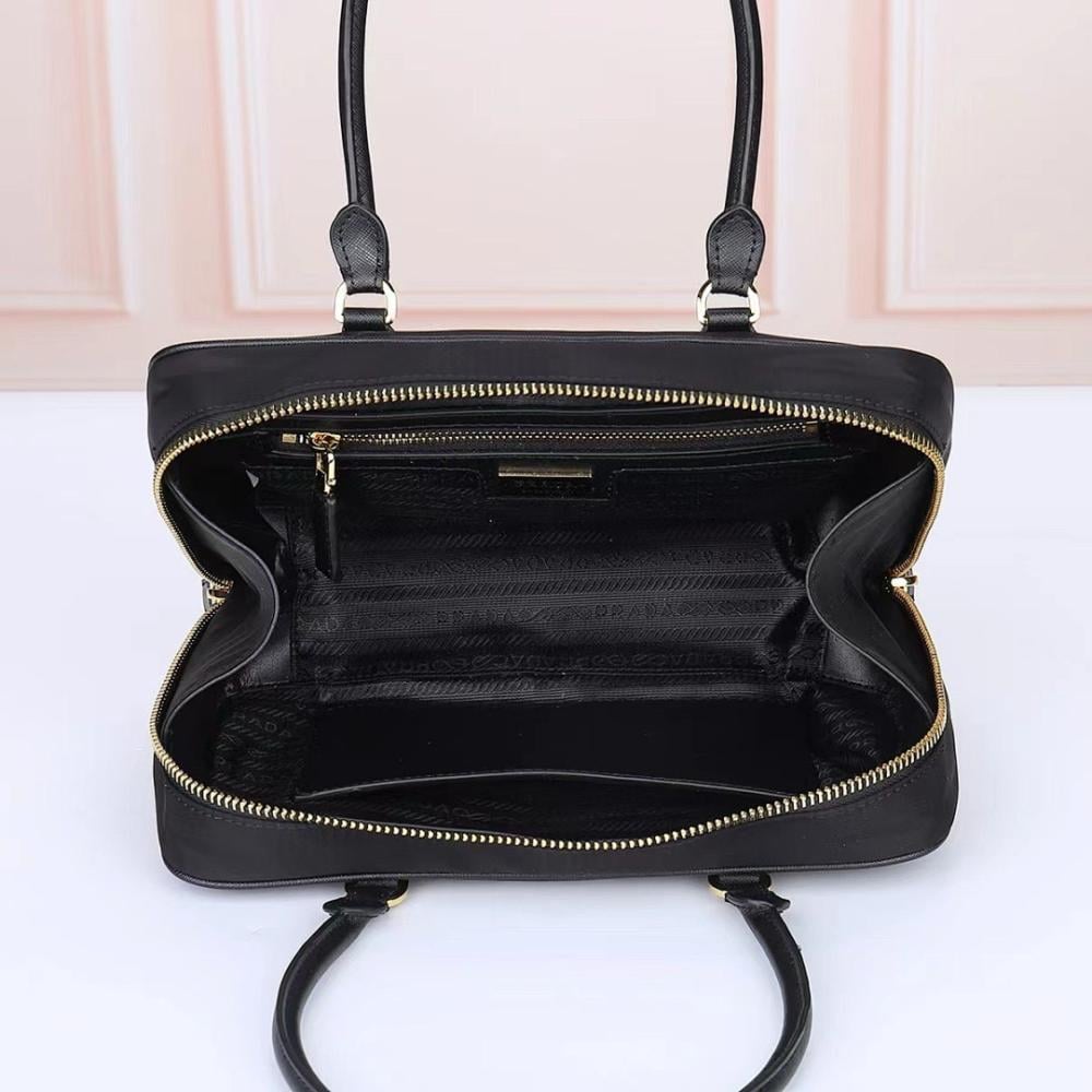 Classic Modern Gold Nylon Top Handle Bag