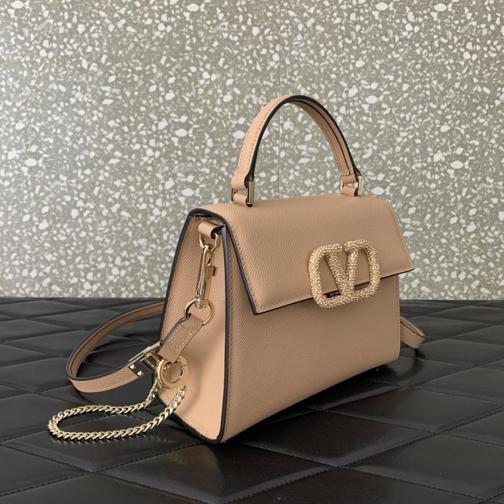 Crystal-Embellished Calfskin Shoulder Bag