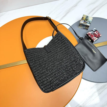 Arco Gold Woven Straw Shoulder Bag