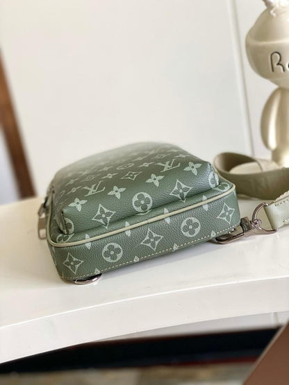Stylish Refined Green Canvas Top Handle Bag