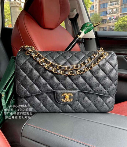 Gold Leather Top Handle Bag