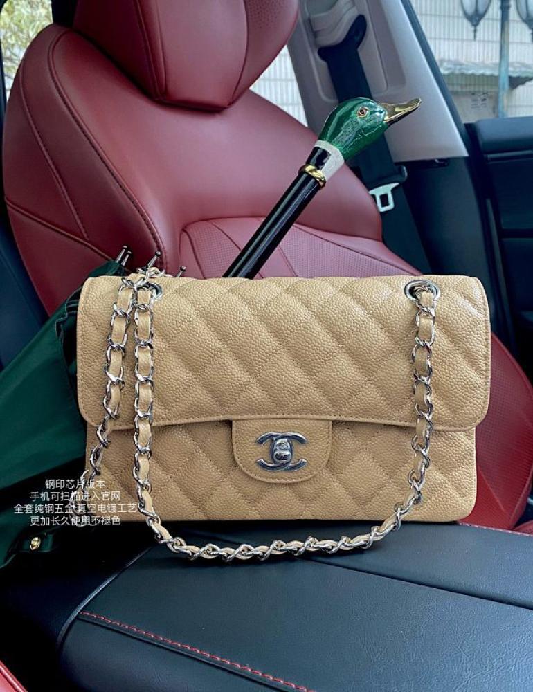 Gold Leather Top Handle Bag