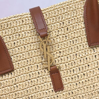 Woven Leather Top Handle Bag