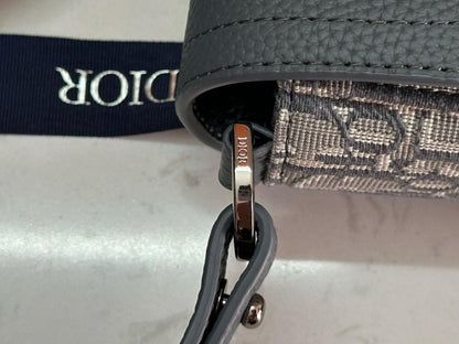Saddle Grey Calfskin Crossbody Bag