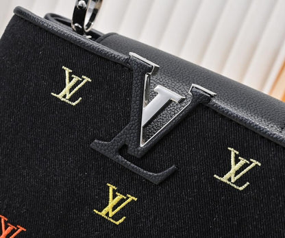 Italian-Inspired Luxury Black Denim Shoulder Bag