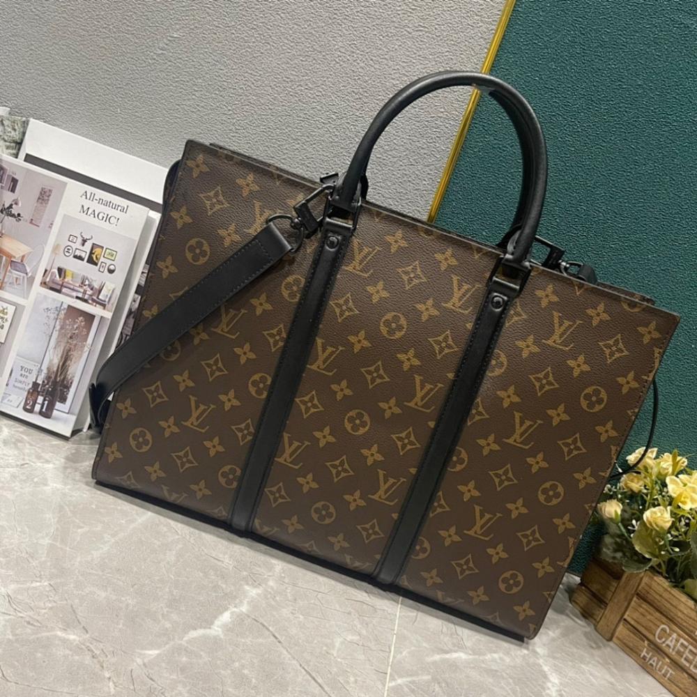 Sac Plat Monogram Leather Shoulder Bag