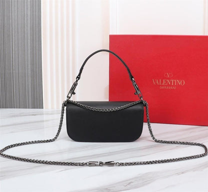 Modern Elegant Crystal-Embellished Leather Shoulder Bag