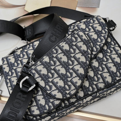 Saddle Black Printed Jacquard Shoulder Bag