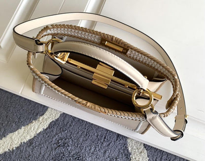 Classic Woven Leather Top Handle Bag